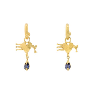 Blue cubic zirconia heart earrings by Ruby Jack